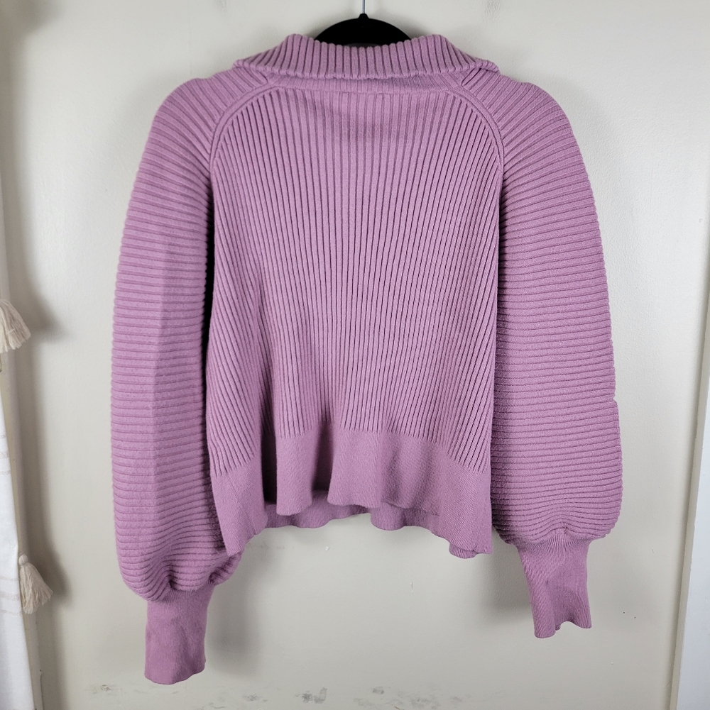 Varley Reid Half Zip Smokey Grape Rib Knit Pullover Sweater Top - Picture 6 of 12